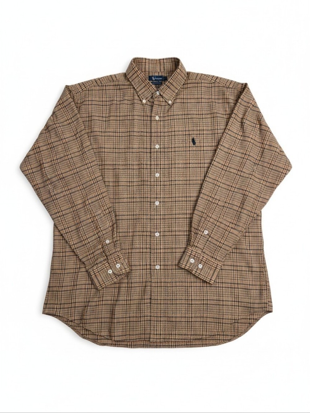 Vintage 90s Ralph Lauren Blake Men's L Brown Plaid Flannel Button Down Shirt